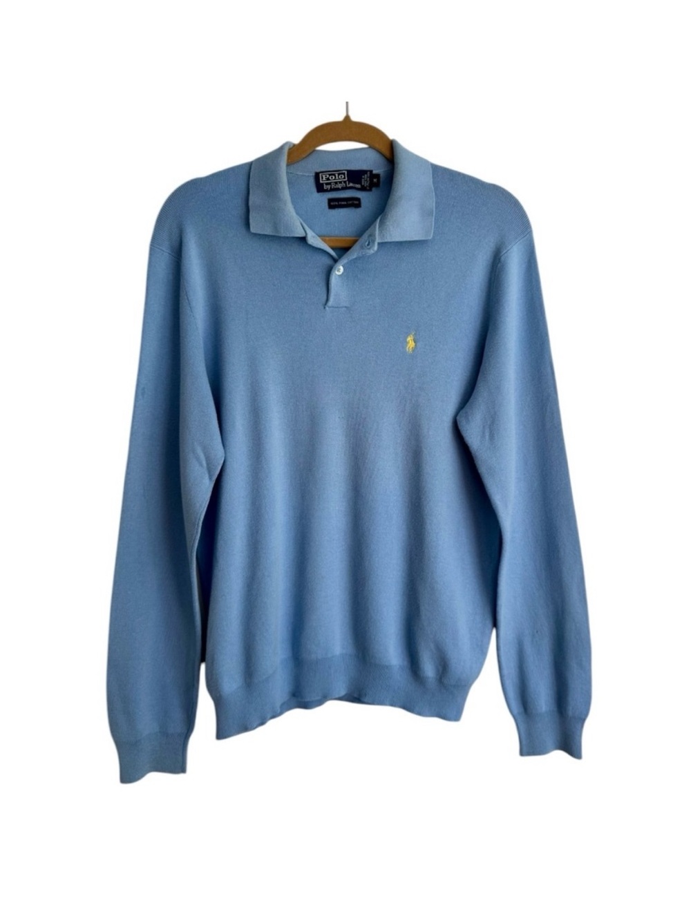 Polo Ralph Lauren Dusty Blue Pima Cotton Long Sleeve Knit Sweater Size M
